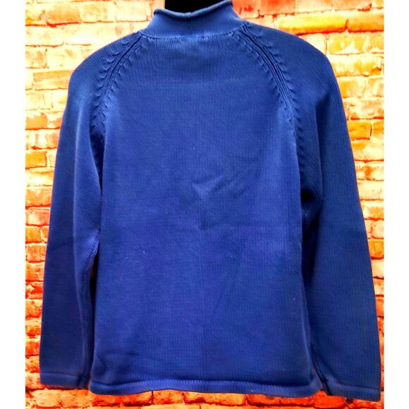 J.CREW Sweater Men's Medium Blue Knitted Ribbed Cuff & Hem Roll Neck Classic Fit - Picture 2 of 6